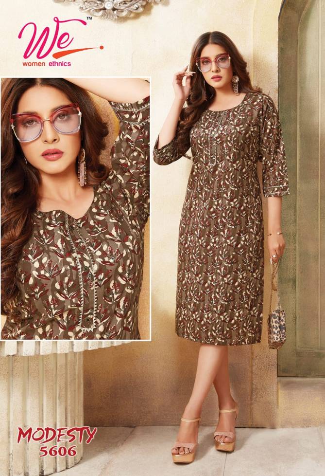 We Modesty Fancy Ethnic Wear Pure Cotton Printed Designer Kurti Collection